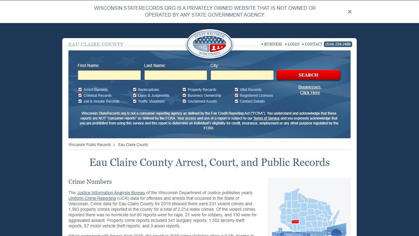 Eau Claire County Arrest, Court, and Public Records